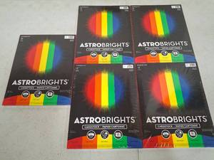 lot 1036 image: 8.5 x 11 50-Sheet Primary Cardstock 65 lb - Astrobrights Multicolor Matte Craft & Scrapbooking Paper, Unbound - LOT OF FIVE