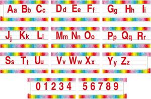 lot 1053 image: Janlaugh Alphabet Bulletin Board Strips Set Alphabet Line ABC Banner Number Border Posters Classroom Wall Decorations for Preschool Kindergarten Back to School Decor, Stock Photo Approximate