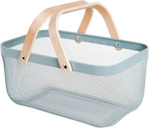 lot 1063 image: Metal Mesh Steel Harvest Basket, Rectangle Wire Garden Basket with Handle   Multi-Functional Storage Organizer for Gathering Vegetables, Fruits, Kitchen, Garden, Picnic & Cabinet (Blue)