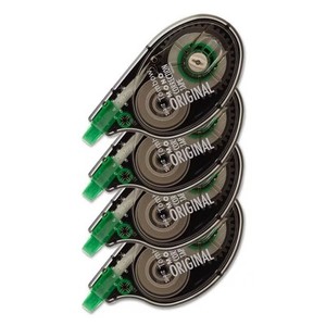 lot 1070 image: Tombow Mono Correction Tape, Non-Refillable, GrayClear Applicator, 0.17 x 394, White Tape, 4Pack