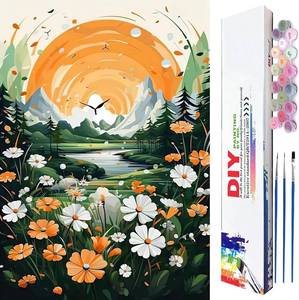 lot 1107 image: HIVIEW Paint by Numbers for Adults 16 x 20 inch Canvas DIY Oil Painting for Adults Kids Beginners  Easy Acrylic on Canvas with Paints and Brushes- Flower(Without Frame)