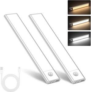 lot 1115 image: Under Cabinet Lighting for Kitchen 40 LED Rechargeable 3 Color Temperatures Motion Sensor Lights Indoor, Dimmable Closet Lights Wireless Under Counter Night Lights for Bedrooms Stairs 8 inch