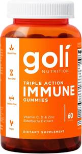 lot 1150 image: Goli Immune Vitamin Gummy - 60 Count - Elderberry, Vitamin C, D & Zinc, Vegan, Non-GMO, Gluten-Free & Gelatin-Free, Pack of 1