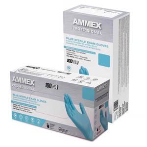 lot 1154 image: Ammex Professional Nitrile Disposable Exam Gloves Small Blue Powder Free 100 pc