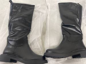 lot 1169 image: Womens Knee High Boots Chunky Sole Platform Boots Side Zipper Long Riding Boots Daily Dress Comfortable Chelsea Black Knee High Boots for Women 9M