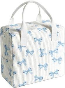 lot 1170 image: blue bow lunch box for women and men,insulated fabric lunchbag for work,leakproof adult lunchbox,cooler lunch tote bag for offices college picnic travel outdoor - Stock Photo Approximate