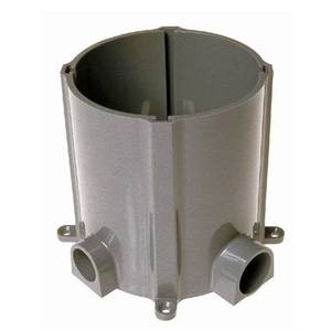lot 1186 image: RACO 98 cu. in. PVC Gray Non-Metallic Floor Box for Concrete Pour with 34 in. and 1 in. Hubs, 1-Pack