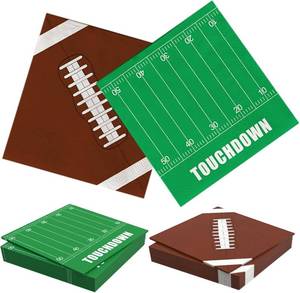lot 1194 image: 3 Packs Football Paper Napkins Party Decorations - 40 Pack, 6.5 Inch 3-Ply Disposable Napkin with 20 Football Pattern & 20 Field Design, Game day Table Decor for Luncheon, Dinner, Dessert, Cocktail, Birthday