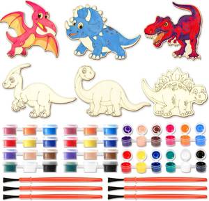 lot 1214 image: Valentines Day Cards For Kids School, 24Pack Valentines Day Cards for Kids With DIY Wooden Dinosaur Crafts Painting Kit ,Valentines Day Gifts for Kids Classroom Exchange, Valentines Party Favors