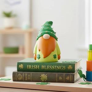 lot 1223 image: WDS WONDROUS St. Patricks Day Gnome Decorations for Home, 6.3 Inch Lucky Leprechaun Figurine with Shamrock Decor, Irish Green & Orange Tabletop Centerpiece for Home Decor, Party, Gift