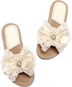 lot 1270 image: GORGLITTER Womens Bow Sandals Cute Summer Straw Rattan Dressy Boho Open Toe Beach Vacation Shoes Slides 2026