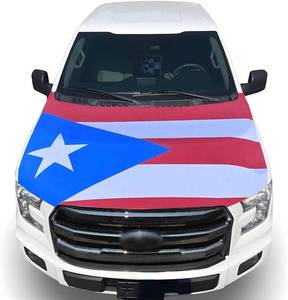 lot 1274 image: Puerto Rico Car Hood Cover - 59x51 in Car Hood Cover Flag for Decor, Patriotic Puerto Rico Flag Bonnet Banner with 2 Pack Adjustable Triangular Fasteners