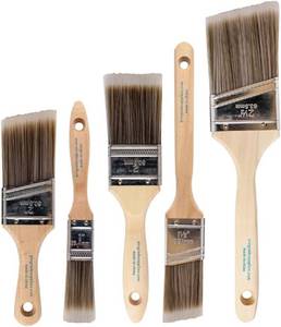 lot 1278 image: Pro Grade Paint Brushes, 5-Piece Paint Brush Set, Flat & Angle Brushes for Walls, Trim, Cabinets, Interior & Exterior Latex and Oil Paints, Stains