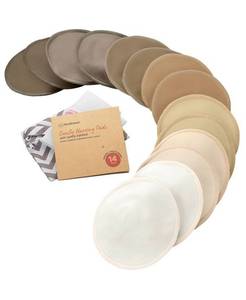 lot 1285 image: KeaBabies 14pk Organic Nursing Pads, Washable Breast Pads  Wash Bag, Reusable Nipple Pads - Brown - Medium