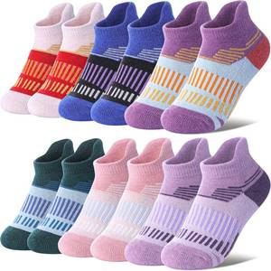 lot 1286 image: LANLEO Kids Merino Wool Ankle Hiking Athletic Running Socks Girls Boys Teens Winter Warm Thick No Show Socks 6 Pairs