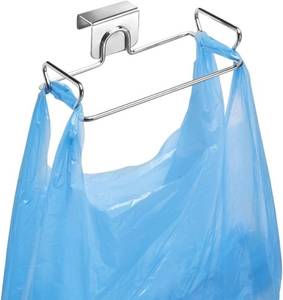 lot 1288 image: Over-The-Cabinet Plastic Bag Storage and Grocery Bag Holder, Kitchen Storage - Chrome