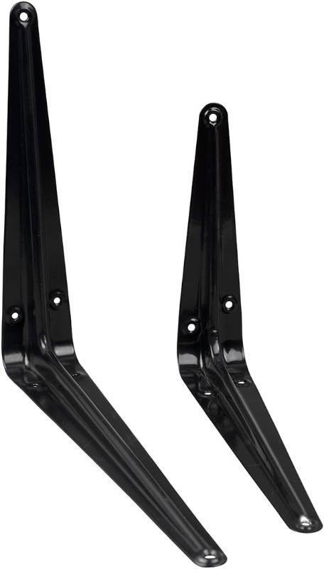 lot 12764 image: 24 Pack Shelf Brackets 10 x 8 Inch, Heavy Duty Black Metal Floating Shelf Brackets, Wall Mount L-Shaped Corner Braces for Wood Boards