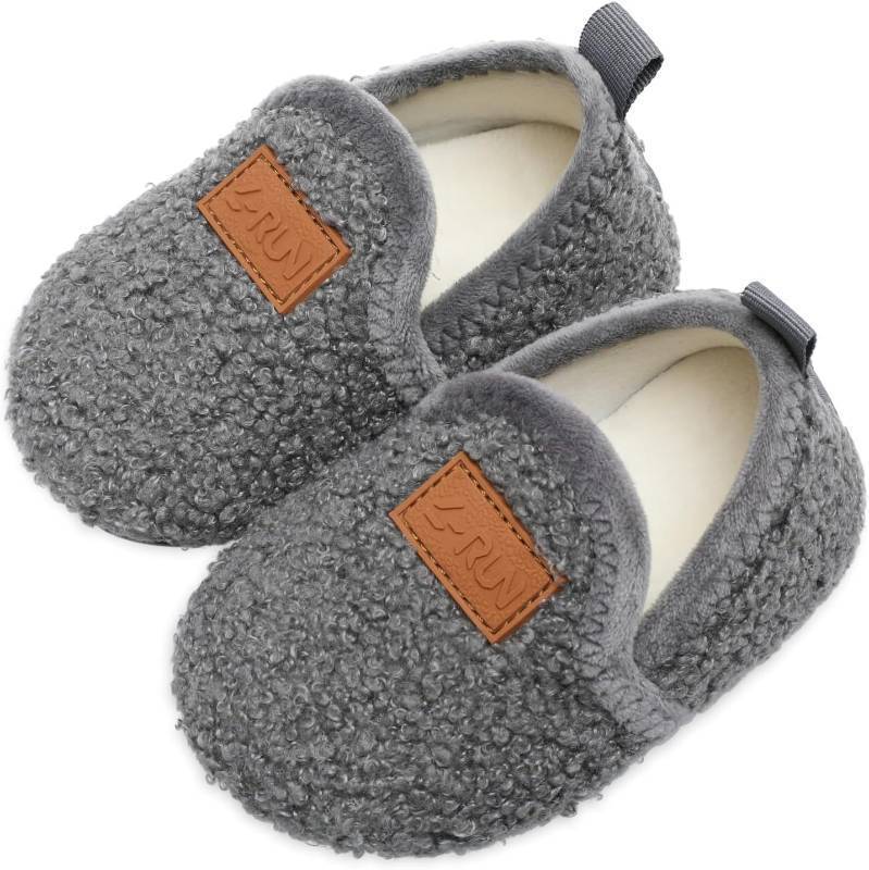 lot 12770 image: L-RUN Toddler Boys Girls House Slippers Indoor Home Shoes Warm Slipper Socks for Kids Baby Soft Winter Warm Walking Shoes