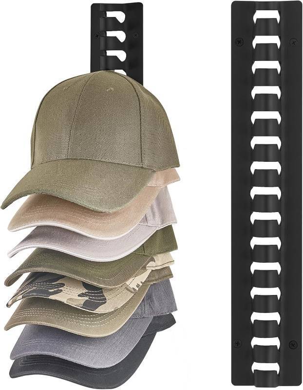 lot 12807 image: Mkono Hat Organizer for Baseball Caps, 1 Pack Hat Rack for Wall Hold Up to 15 Hats, Hat Holder On Wall Ball caps Storage Organizer Display for Door Closet, Entryroom, Laundry Cap Organization