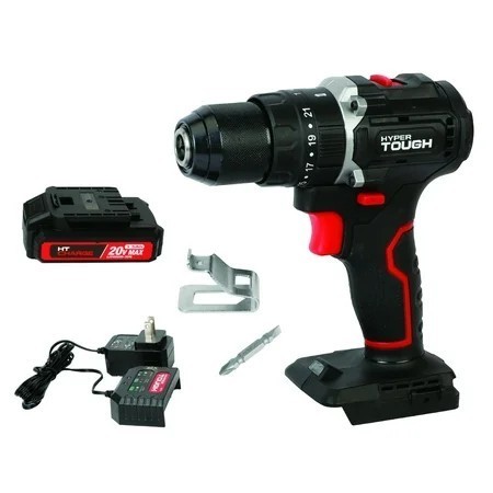 lot 11540 image: Hyper Tough 20V Max Brushless 2-Speed Cordless Hammer Drill with 1.5Ah Lithium-Ion Battery and Charger