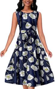 lot 532 image: PerZeal Womens Casual Floral Printed Sleeveless Dress for Women Round Neck Flowy Party Midi Dresses