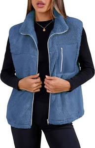 lot 538 image: SimpleFun Womens Fuzzy Fleece Vest Trendy Zip Up Sleeveless Sherpa Jacket Stand Collar Winter Coat Outerwear with Pockets SIZE L