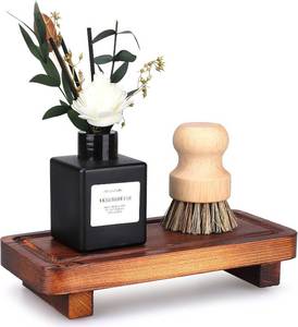 lot 1309 image: Small Kitchen Sink Soap Tray for Counter Dish Soap Dispenser Holder Wooden Pedestal Stand for Bathroom Counter Decor Farmhouse Wood Risers Display Stands Kitchen Accessories Countertop Vanity Tray