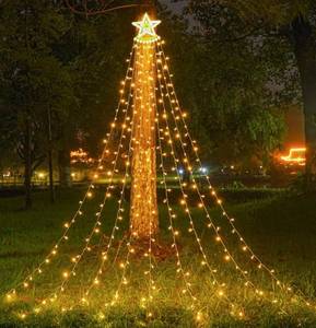 lot 1311 image: Outdoor Christmas Decorations 350 LEDs Christmas Lights with 9 Strands 11.5ft Waterfall Christmas Tree Lights, 8 Modes,Waterproof,Topper Star for Yard Patio Xmas Wedding,Party,New Year (Warm White)