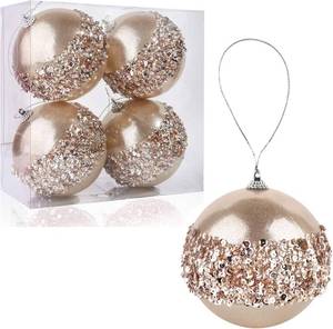 lot 1324 image: 4pc Christmas Ball Ornaments, 4pc Set Red Shatterproof Christmas Decorations Tree Balls for Xmas Trees Wedding Party Holiday Decorations - RED