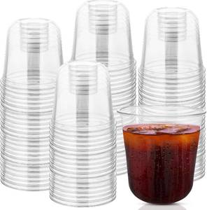 lot 1331 image: 100 Pcs Disposable Stemless Glasses Crystal Plastic Wine Glasses Clear Classic PET Drinking Cup for Meeting Weddings Birthday Cocktail Christmas Party Supplies (Clear, 12oz)