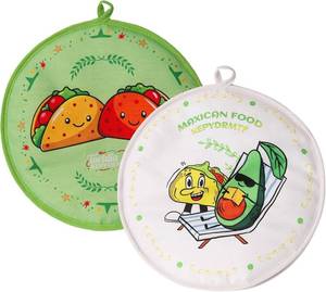 lot 1334 image: 2 PACK Tortilla Warmers, Premium Insulated Fabric Pouch, Tortilla Holder, Keeps Tacos, Naan, Pizza Warm (GreenWhite)