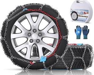 lot 1350 image: Snow-Chains Auto Fixing 1 Min Quick Fit Easy Installation Tire-Chains, Gifts for Safety, Portable Reusable Universal Emergency Tire Traction Chain for Passenger Car and SUV - Set of 2 (XM-130)