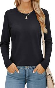 lot 1351 image: MAGCOMSEN Womens Long Sleeve Shirts Casual Crew Neck T-Shirt 2025 Basic Fall Tops Classic-fit Tee Breathable Cotton Top SIZE S
