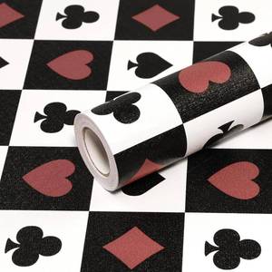 lot 1372 image: CAX Checkered Peel and Stick Wallpaper Black Red Wallpaper 17.3x300 Poker Contact Paper Self Adhesive Mosaic Wall Paper DIY Removable Checkerboard for Shelf Liner,Cabinets, Bedroom, Living Room