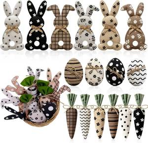 lot 1380 image: Novabright 16 Pcs Easter Stuffed Fabric Bunnies Egg Carrot Stuffed Easter Vase Bowl & Basket Fillers Rustic Farmhouse Tier Tray Decor for Home Wedding Farmhouse Basket