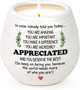 lot 1382 image: Inspirational Gift Ideas Thank You Gifts for Women Men Friends Coworker Boss Employee Appreciation Gifts Thank You Candle 10Oz Soy Wax Lavendar Scented Candle in Ceramic Jar