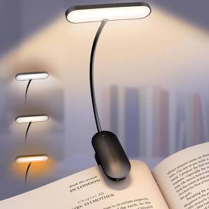lot 1393 image: Book Light for Reading in Bed - 14 LEDs Rechargeable Clip-On Book Light, Eye Caring 3 Color Temperatures & Stepless Dimming, 80 Hrs Runtime Lightweight Book Reading Light for Book Lovers (Black)