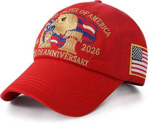 lot 1400 image: US 250th Anniversary Hat Eagle Handmade Embroidery Baseball Cap for Men Women Unisex Adjustable Trucker Hats Golf Girl