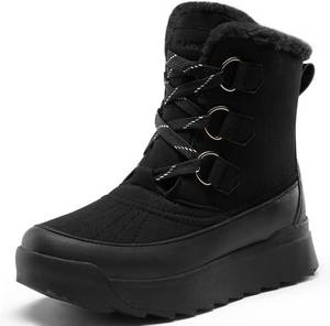 lot 1410 image: Vilanva Winter Snow Boots for Women Faux Fur Collar Ankle Booties Warm Microfleece Lining with Anti-Slip Rubber Sole Walking Outdoor 7 12