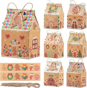 lot 1439 image: 24PCS Mini Christmas Treat Boxes Goodie Bag,Gingerbread House Kraft Candy Cookie Gift Boxes for Holiday Parties,Small Festive Gift Bags with Unique Tags Christmas Party Favor Kit Bulk Containers