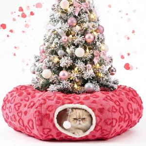 lot 1463 image: Novabright Valentines Day Cat Tunnel Bed 2.6ft x 2.6ft x 10in Pet Donut Tunnel Foldable Pet Cave Toy Valentine Style with Heart Patterns for Indoor Cats for Small Animals Kitten