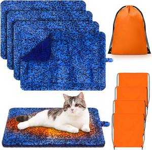 lot 1475 image: Riakrum 4 Pack Self Warming Cat Bed Mats Leopard Print Cat Dog Thermal Blanket Double Sided Self Heating Pet Pad with Storage Bags for Pet Winter Outdoor Indoor Supplies, Non Electric(M)
