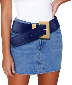lot 1489 image: Chunky Western Belts for Woman, Boho Leather Belt with Big Buckle, Cowgirl Hip Fashion Accessory for Dresses