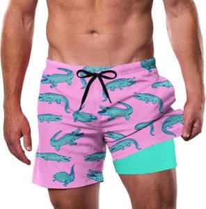 lot 1495 image: Cozople Mens Swim Trunks with Compression Liner 5.5 Inseam Quick Dry Bathing Suit Boxer Brief Lined Swim Shorts Swimwear SIZE XL