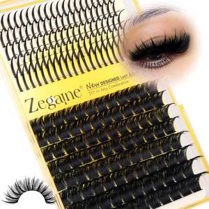 lot 1502 image: TWO PACK -&nbsp 200D Lash Clusters With Spikes Volume Eyelash Clusters 13-21MM Long Spikes Lash Clusters Thick Individual Lashes Mega Eyelash Extensions Wispy DIY Lash Extensions 10-18MM 196Pcs by Zegaine