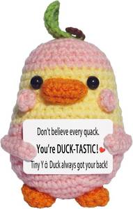 lot 1509 image: Emotional Support Crochet Duckpear-Inspirational Gift for Anniversary Birthday Graduation-Long Distance Easter Basket Stuffers