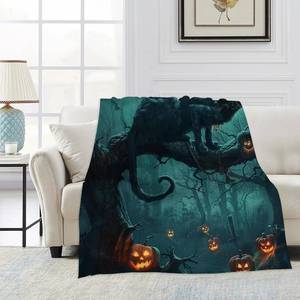 lot 1514 image: Throw Blanket, Black Cat Throw Blankets for Adult Kids Boys Girls, Halloween Pumpkin Night Decor Gifts for Home Bed Couch 40x50 Inches