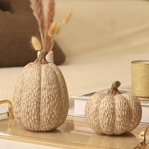 lot 1531 image: Thanksgiving Resin Pumpkins Fall Decor, Brown and White Decorative Pumpkins Figurine, Artificial Carved Faux Pumpkin Statues for Rustic Fall Tabletop Home Decor, Farmhouse, Autumn, Harvest, Wedding - Color is Black  Silver
