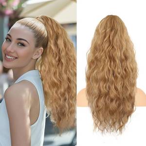 lot 1532 image: AliLeader 18 Inch Ponytail Extension, Layered Pony Tail Clip on Hair Extension, Soft Wavy Claw Clip in Ponytail Extension, Natural Synthetic Hair Pieces for Women (8AH613)