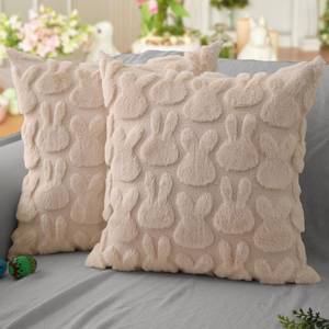 lot 1542 image: DFXSZ Easter Pillow Covers 16x16 inch Set of 2 Easter Decoration Beige Rabbit Soft Plush Faux Fur Jacquard Throw Pillows for Bedroom Sofa Holiday Festivals Home Decor FHJ-010C16